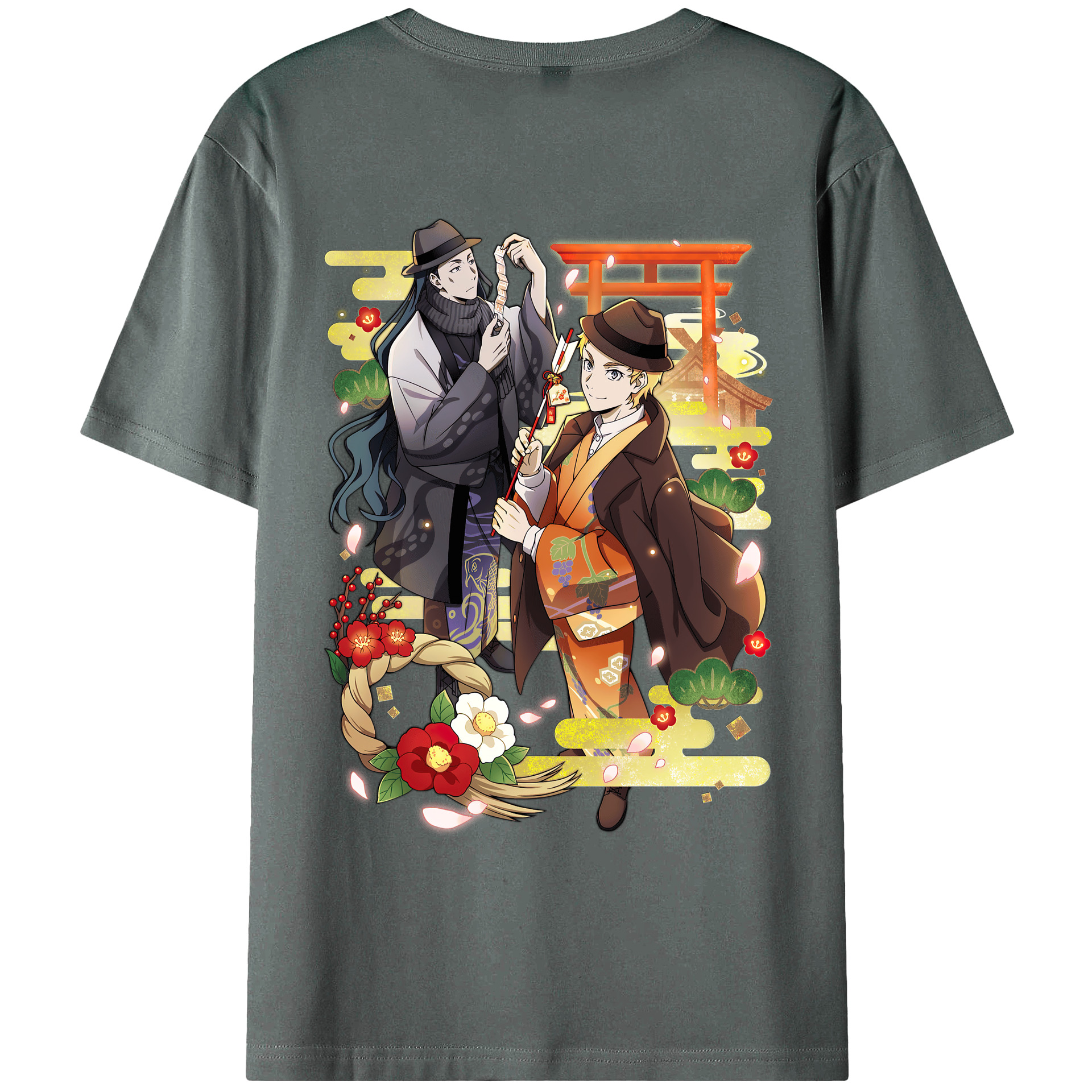（画像用） 文豪ストレイドッグス Bungo Stray Dogs 綿100％ メンズ半袖Tシャツ（バックプリント） 通気性
